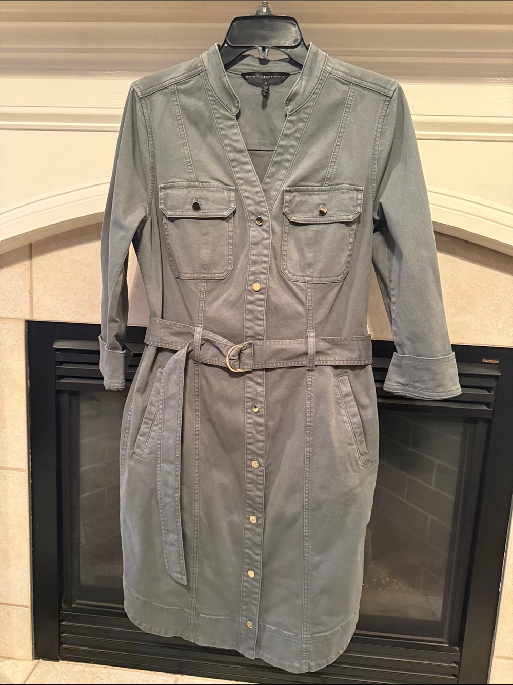 NWOT White House Black Market Olive Utility Shirt Dress